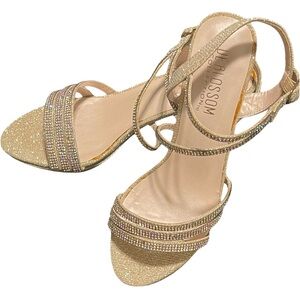 De Blossom Collection gold iridescent sparkly glitter strappy party shoes 7